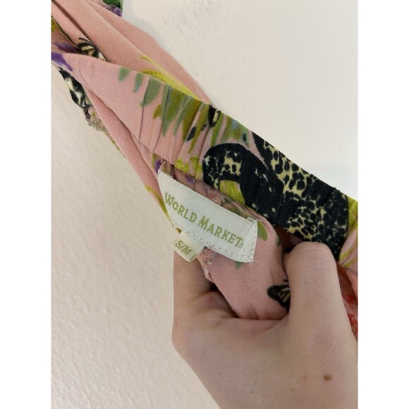 World Market Women’s S M Floral Print Pajama Bottom Pants Leopard Crop Cropped - Picture 4 of 4